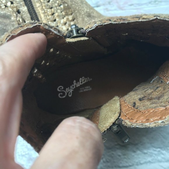 Anthropologie Seychelles Women Sz 8.5 Gold Woven S - Picture 5 of 11